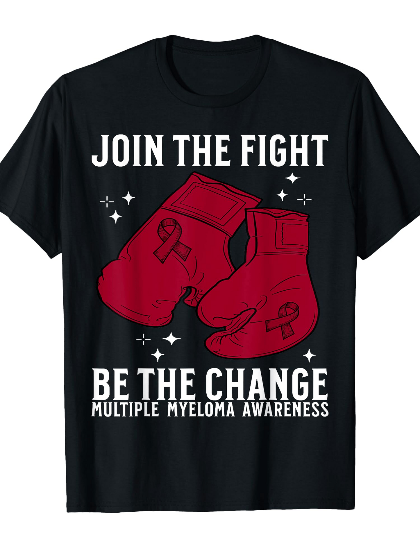 Men's Graphic T-Shirt Join The Fight Red Boxing Gloves With Stars And Awareness Ribbon