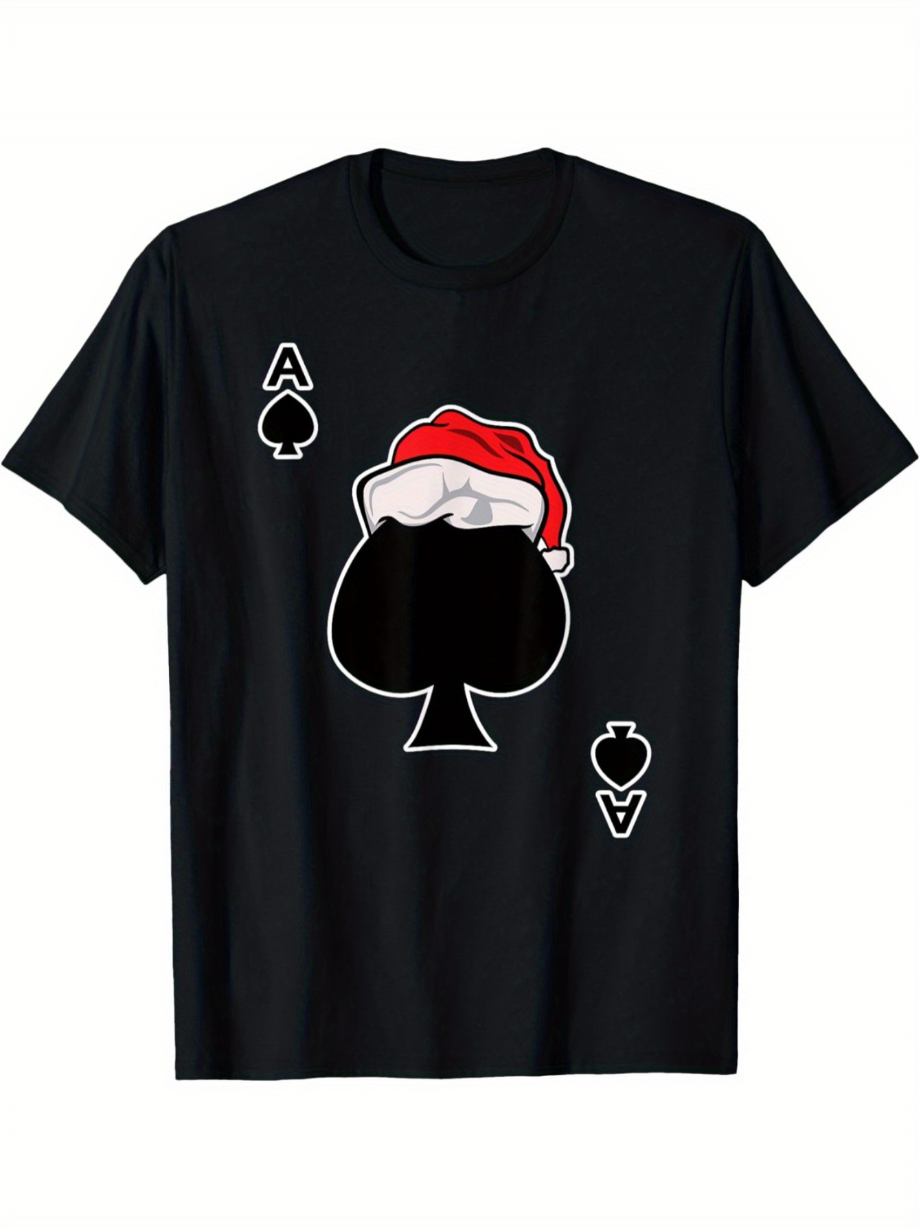 Men's Graphic T-Shirt Christmas Santa Claus With Spade Ace Playing Card Design