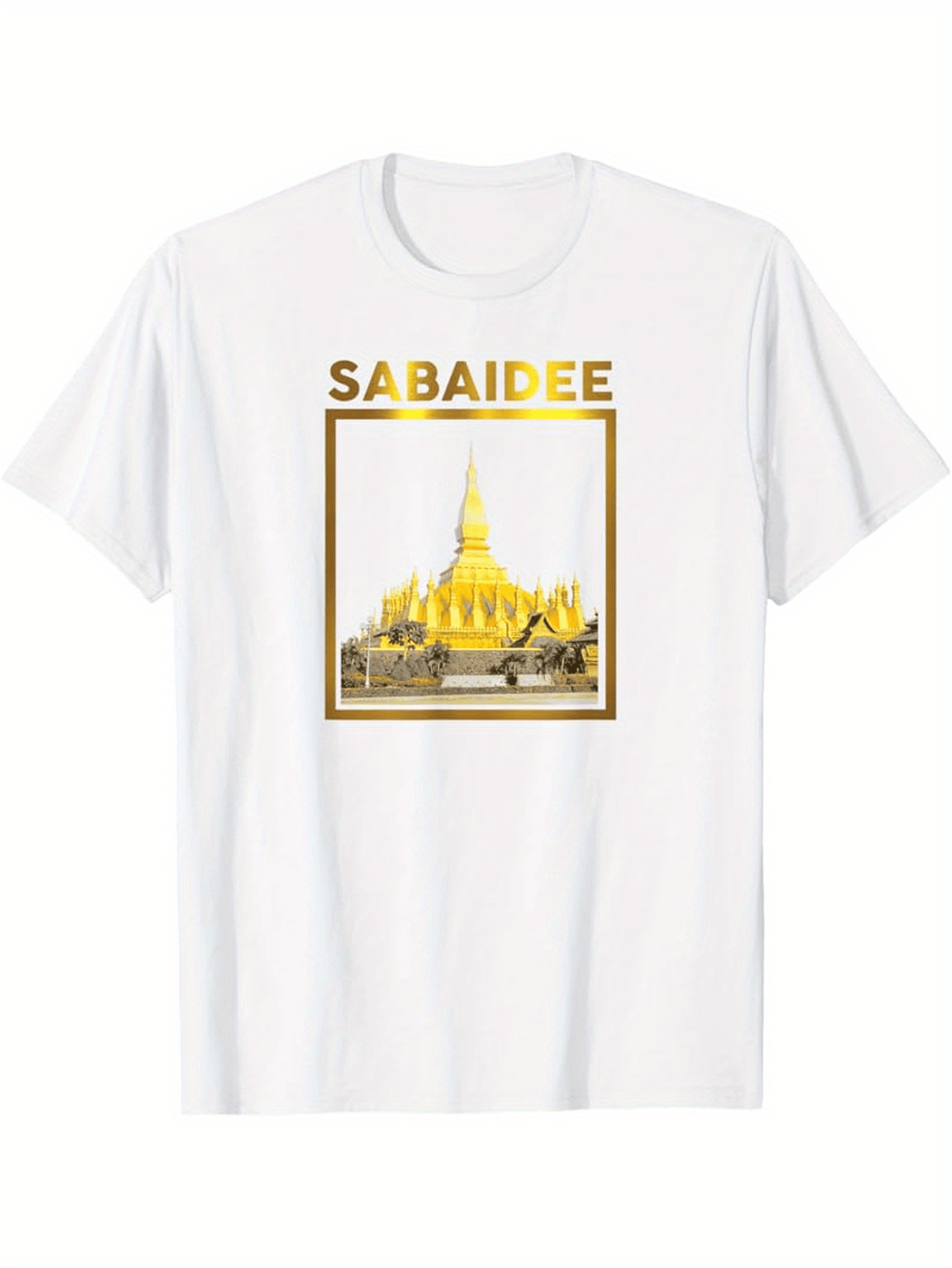 Men's Graphic T-Shirt SABAIDEE Radiant Golden Pagoda Among Ornate Monumental Structures Under Sunshine