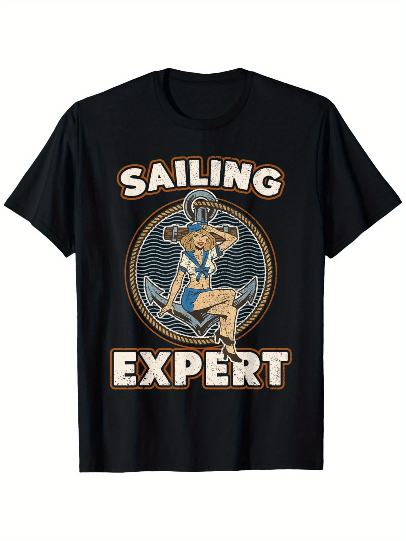 Men's Graphic T-Shirt Sailing Expert Nautical Vintage Style With Anchor Graphic Sailor
