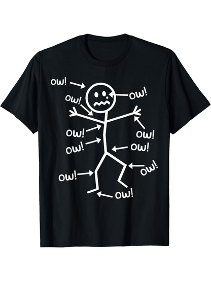Men's Graphic T-Shirt Multiple Arrows Pointing To Stick Figure With Pained Expression