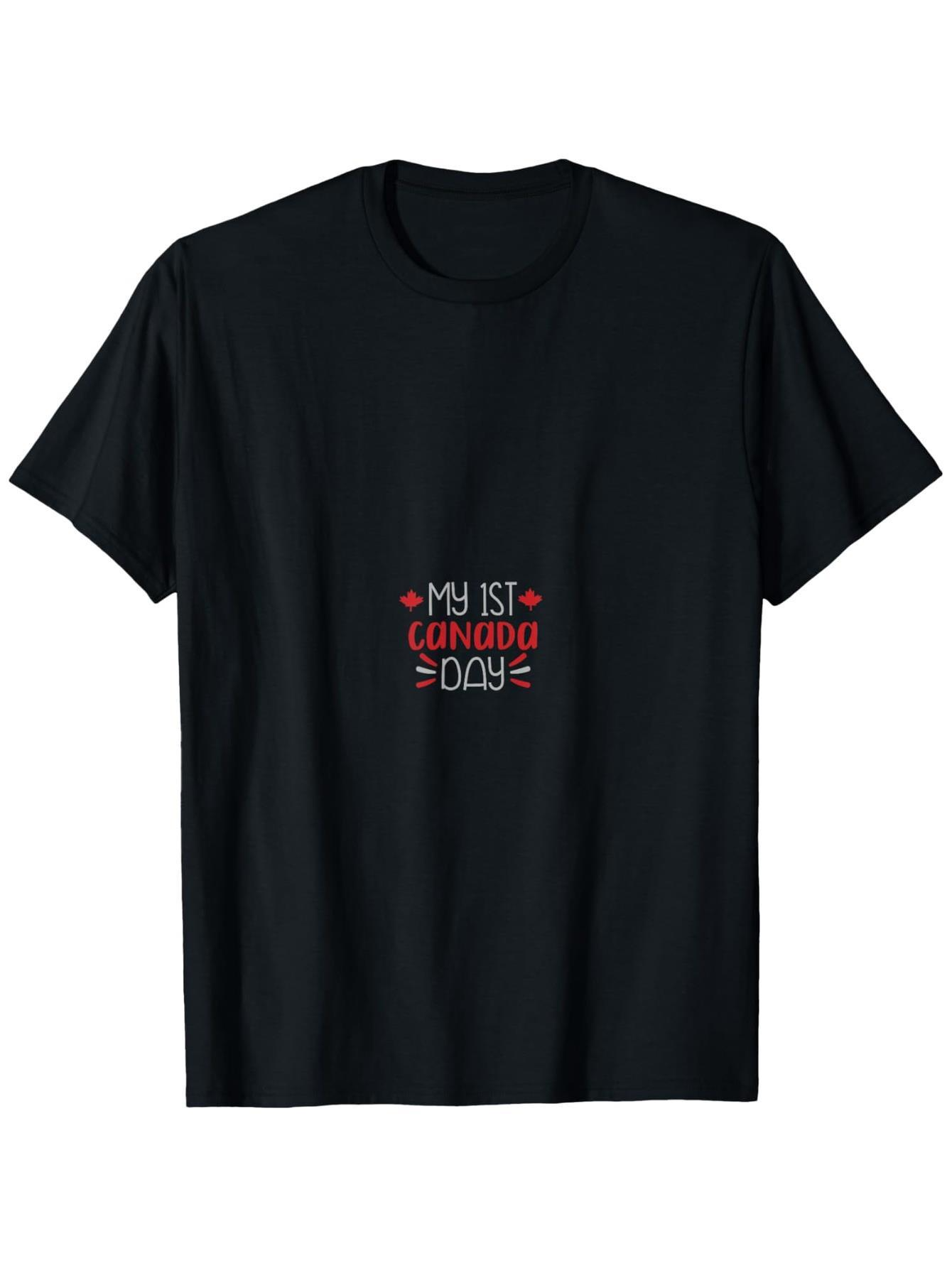 Men's Graphic T-Shirt My 1st Canada Day Surrounded By Red Maple Leaf Designs Shirt