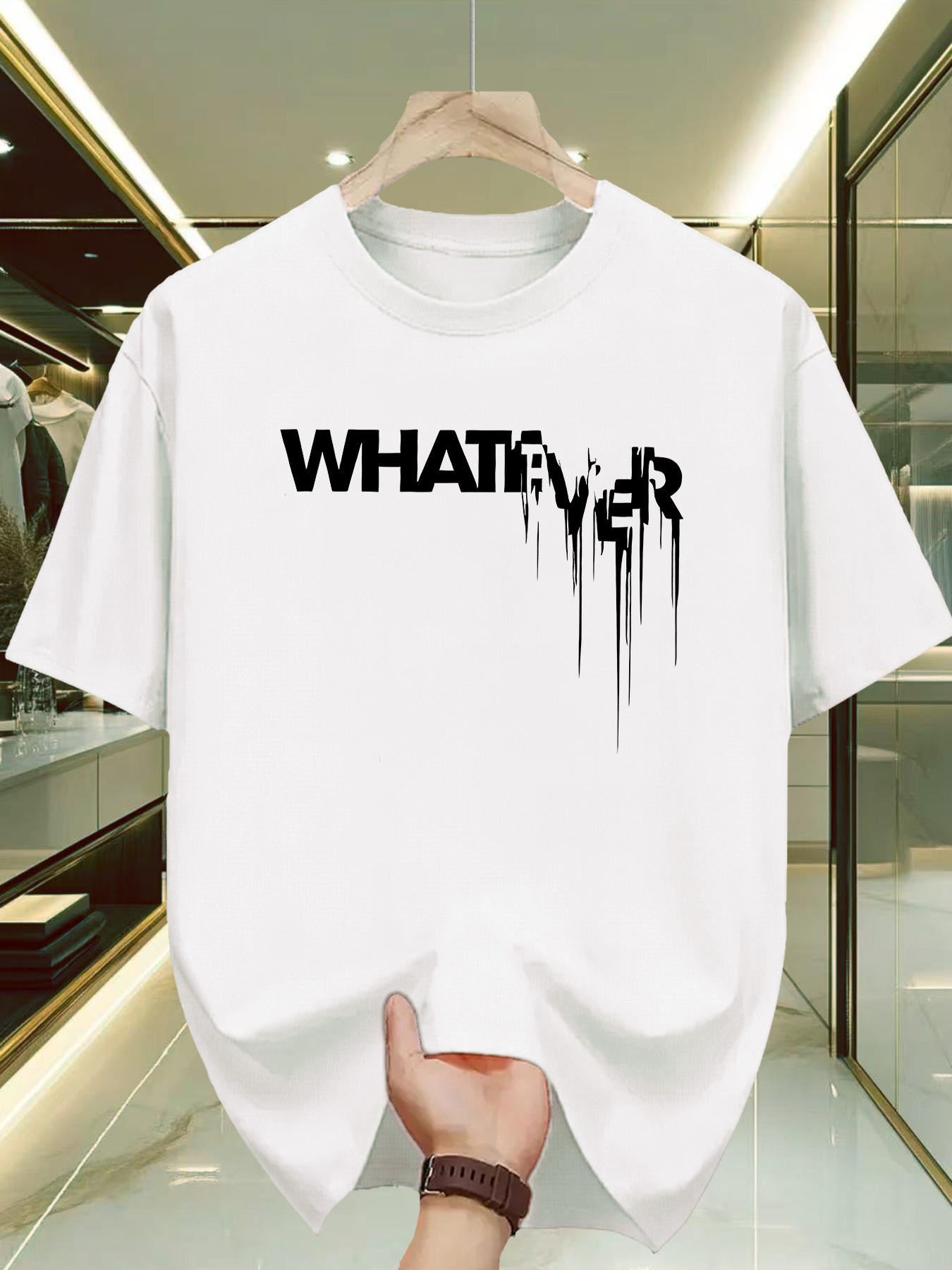 Men's Graphic T-Shirt Whatever Bold Melting Letters With Dripping Modern Graphic Text