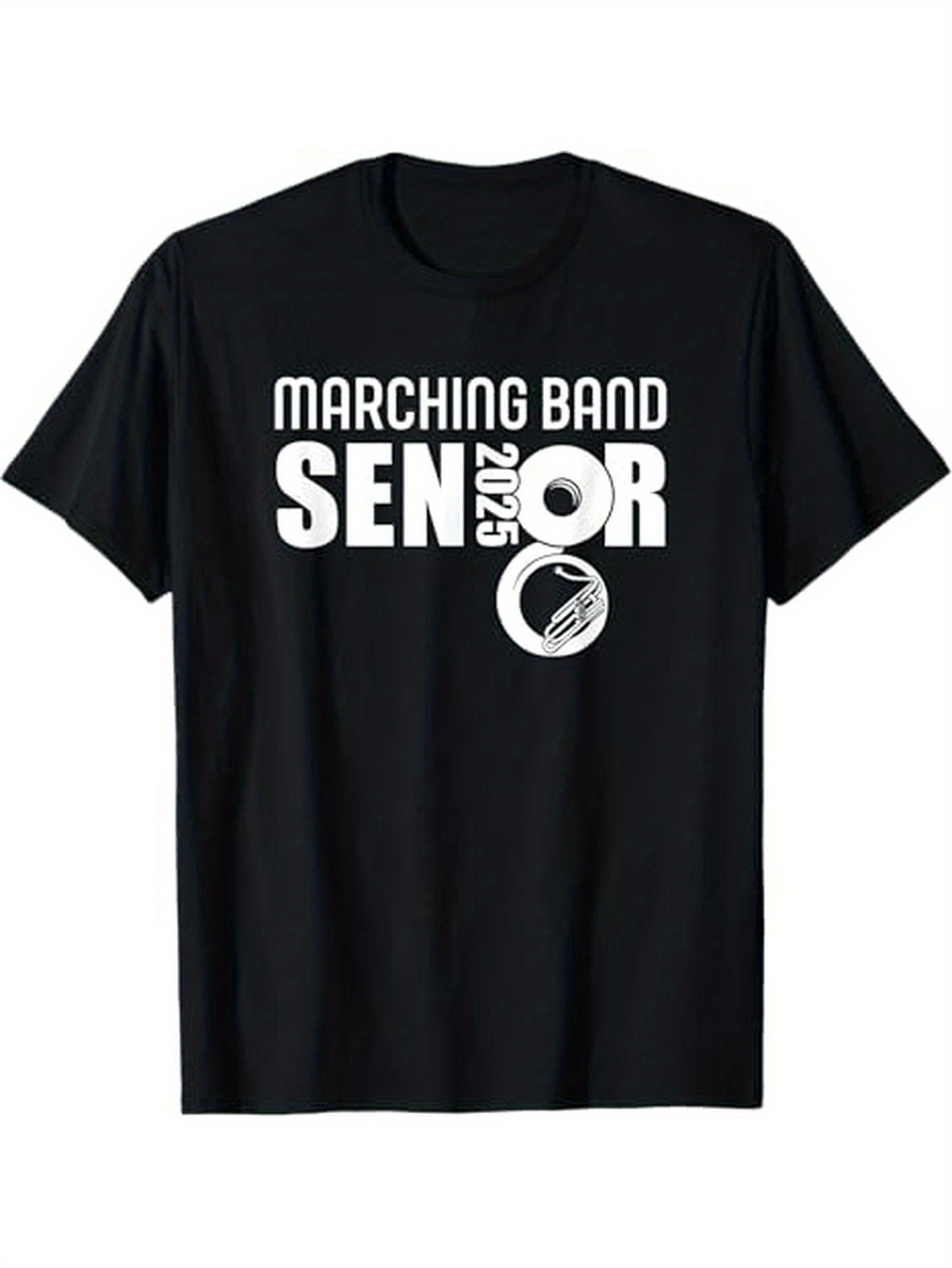 Men's Graphic T-Shirt Marching Band Senior With French Horn And Bold Graphic Print