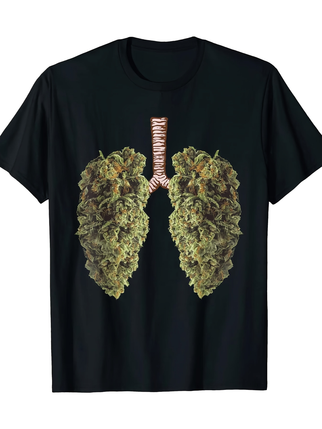 Men's Graphic T-Shirt Realistic Human Anatomy With Lungs Made Of Herbal Foliage Arrangement Lungs