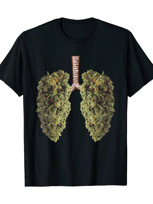 Men's Graphic T-Shirt Realistic Human Anatomy With Lungs Made Of Herbal Foliage Arrangement Lungs