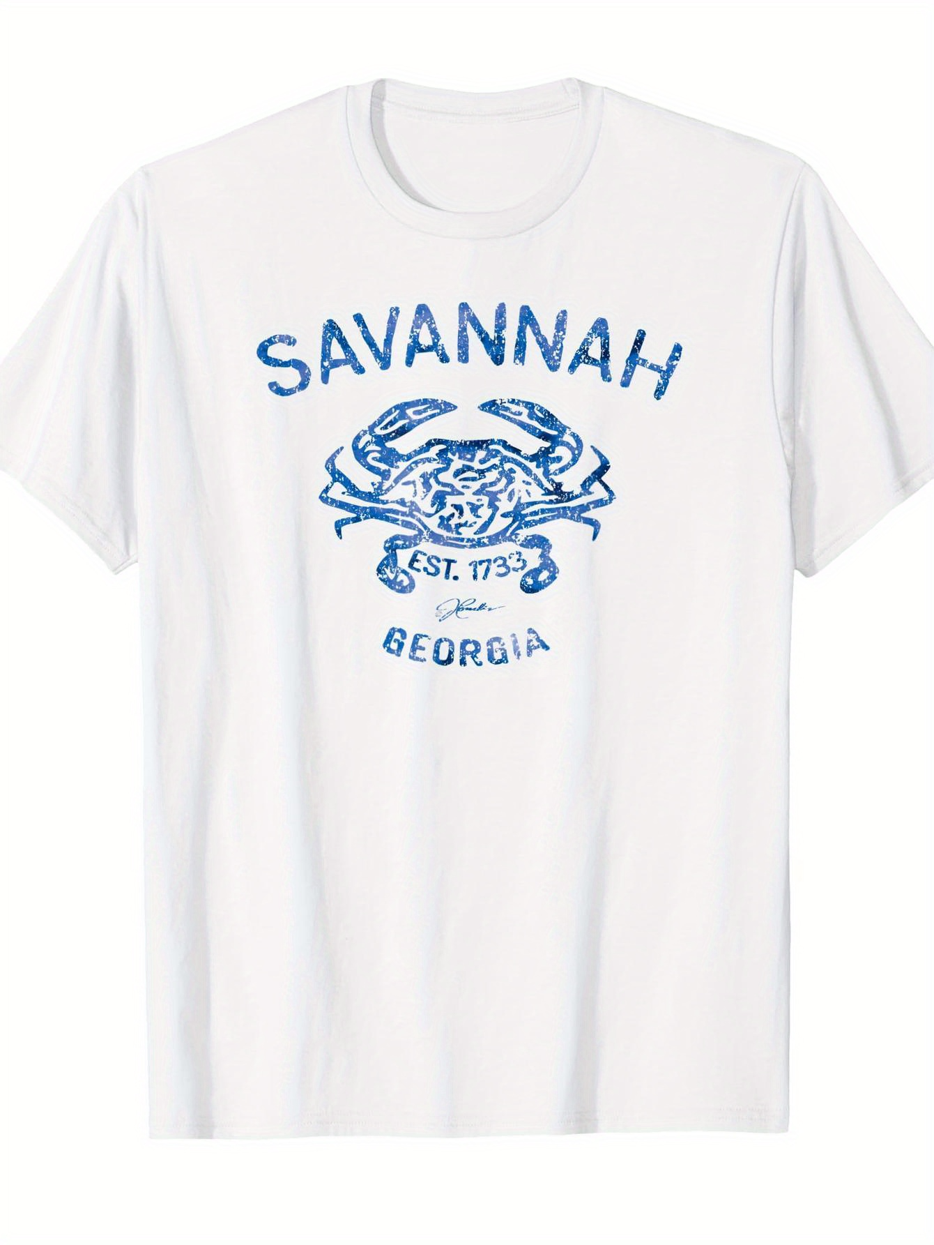 Men's Graphic T-Shirt Savannah Georgia Vintage Blue Crab Graphic T Shirt