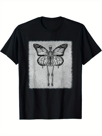 Men's Graphic T-Shirt Surreal Illustration Featuring Human Arms And Butterfly Wings Hybrid Figure