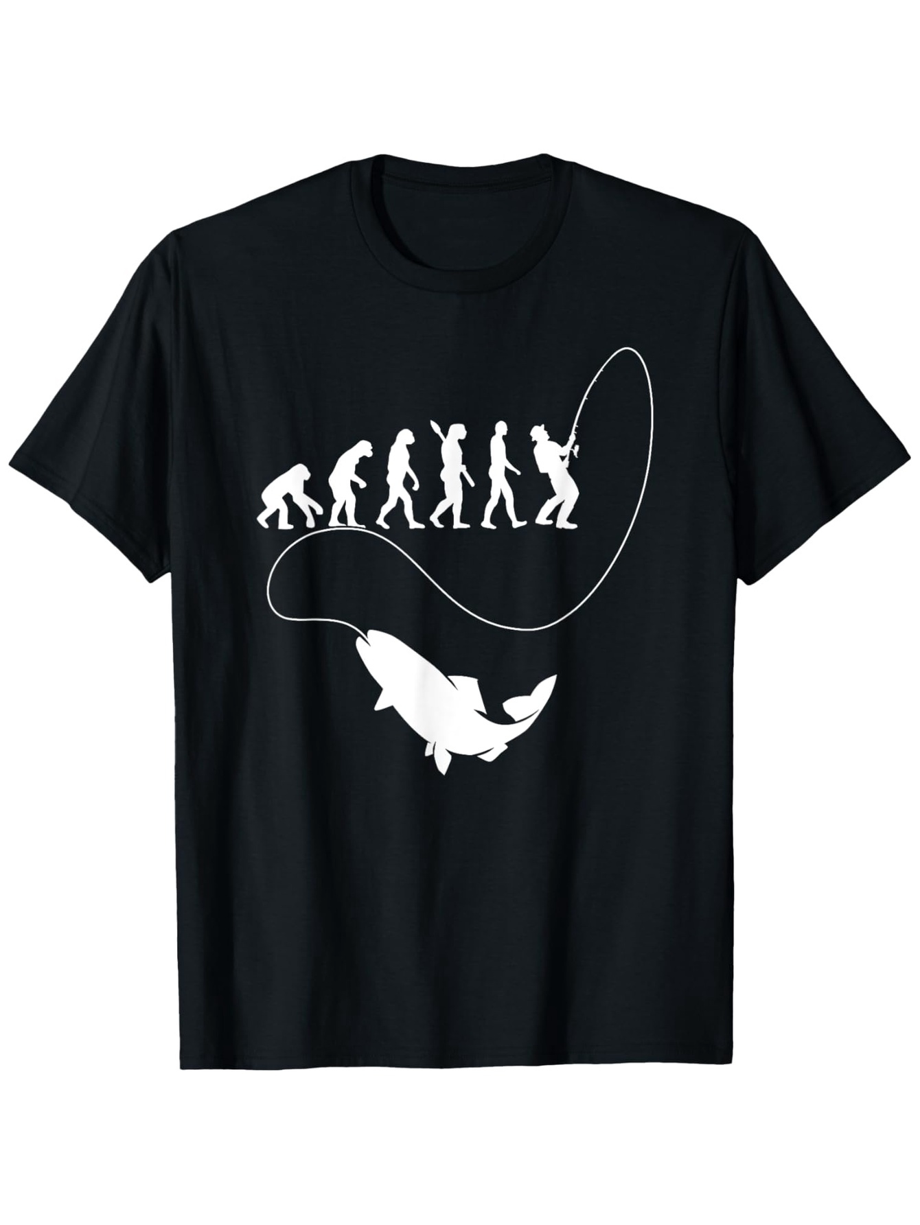 Men's Graphic T-Shirt Evolution Of Man Catching A Giant Fish With Fishing Line