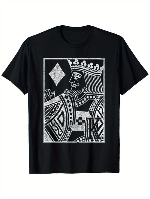 Men's Graphic T-Shirt Artisan Linework Style Playing Card King Design