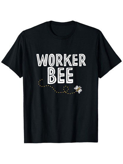Men's Graphic T-Shirt Worker Bee With Dotted Path Playful Honey Bee On Black Shirt