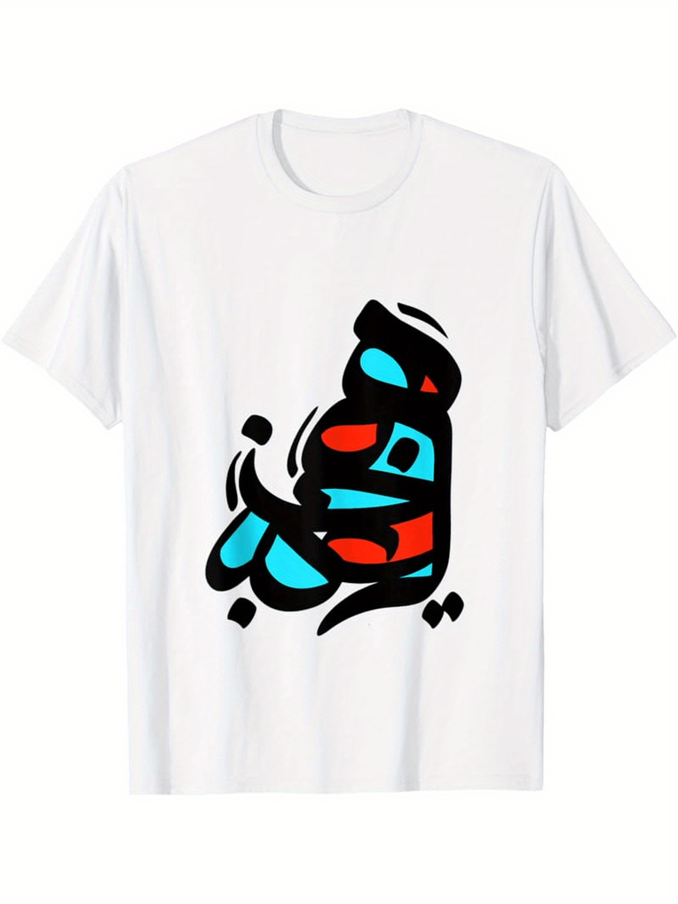 Men's Graphic T-Shirt Abstract Graphic With Blue And Red Shapes Bold Artistic Pattern