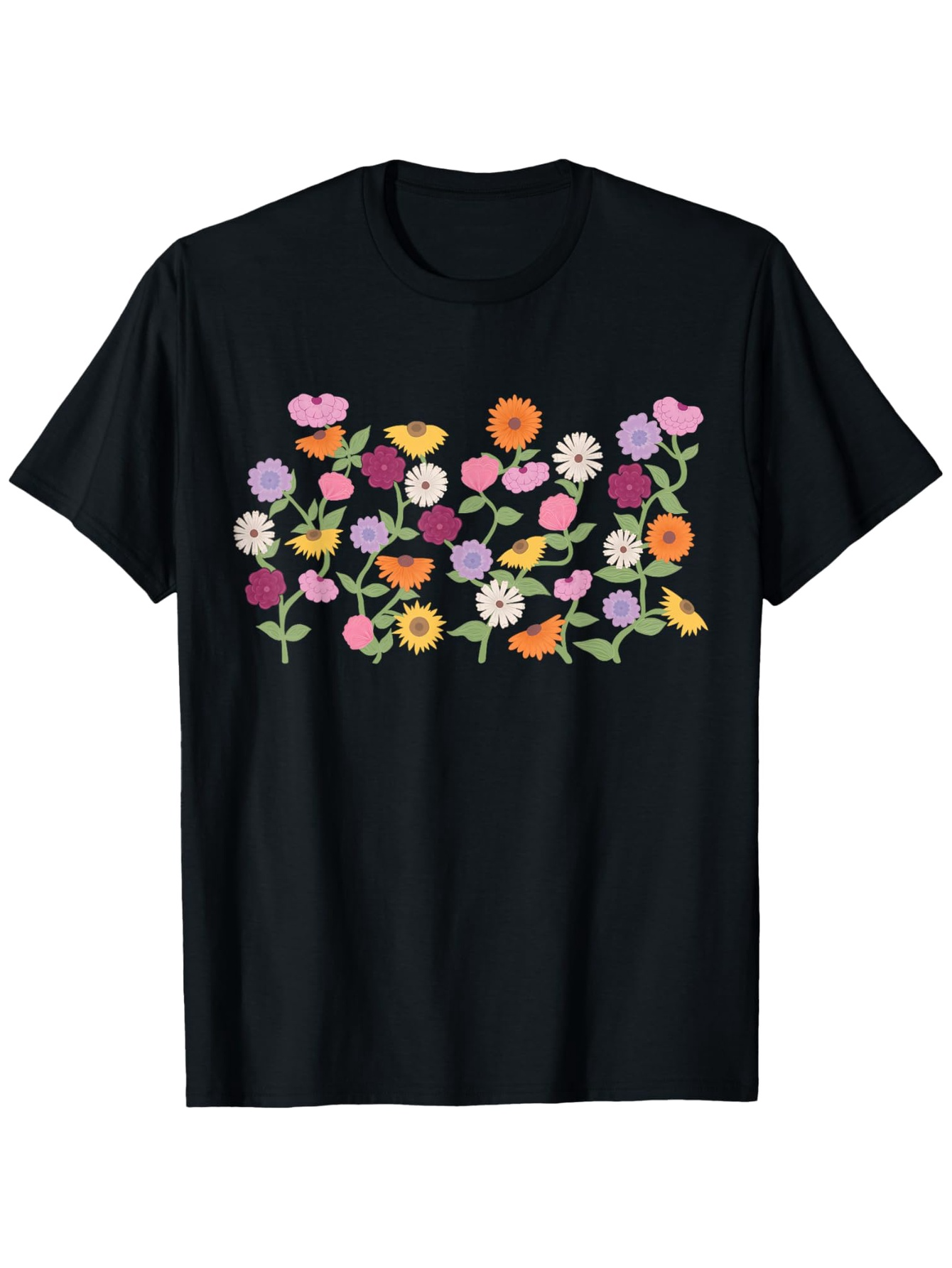 Men's Graphic T-Shirt Colorful Petals Blooming In Spring Among Vibrant Wild Meadow Flowers