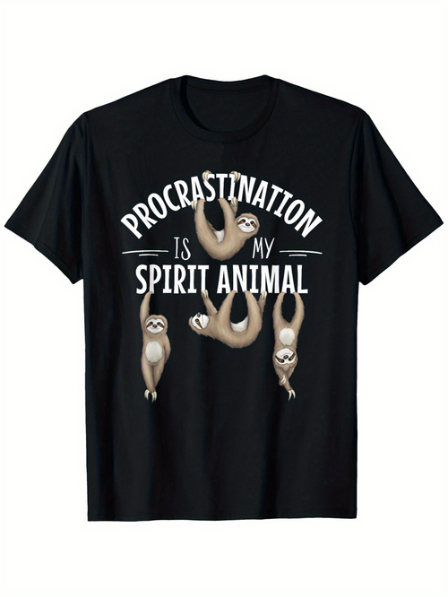 Men's Graphic T-Shirt Procrastination Is My Spirit Animal Hanging Sloths On Branches