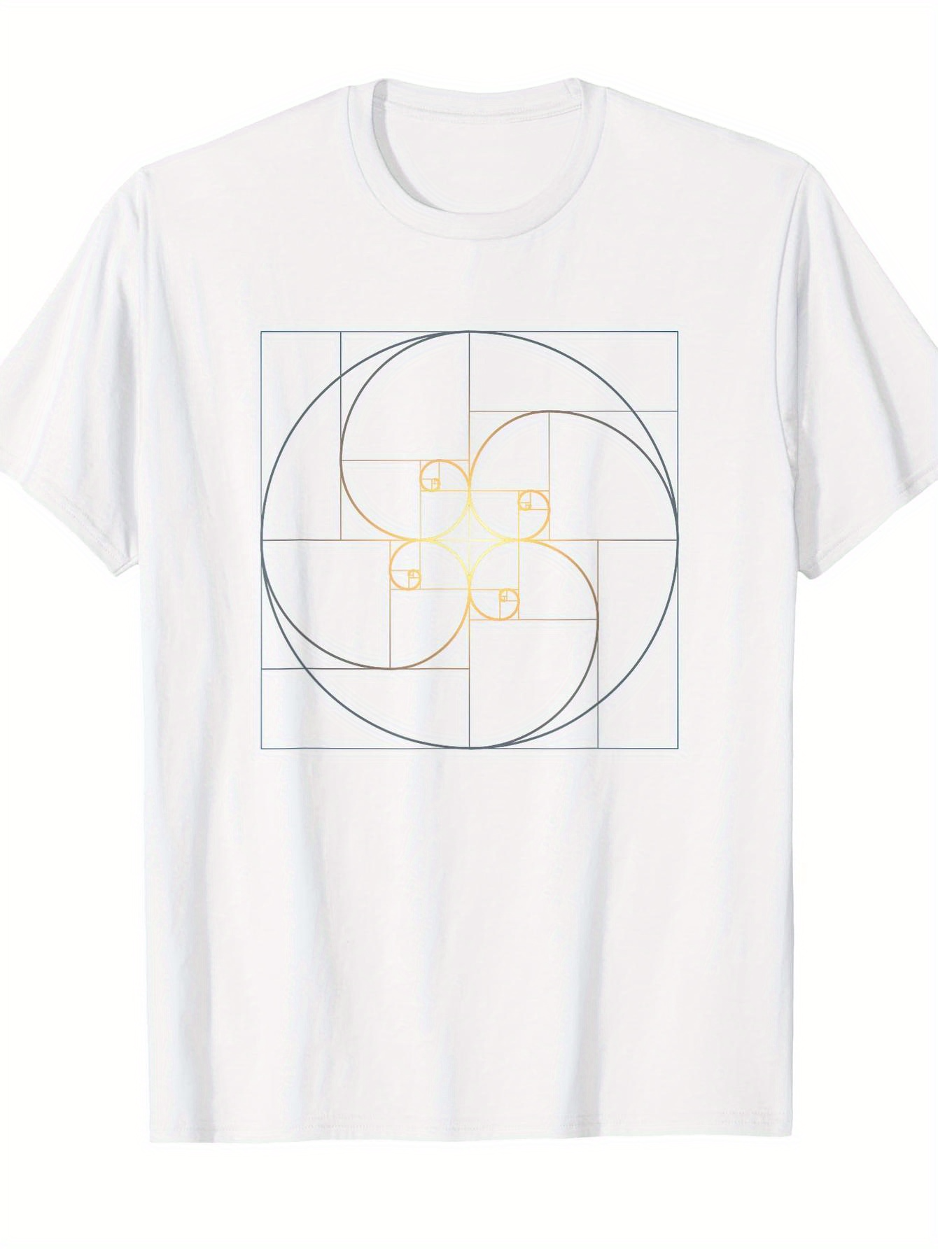 Men's Graphic T-Shirt Geometric Curves Interlocking Lines And Subtle Minimalist Grid Pattern