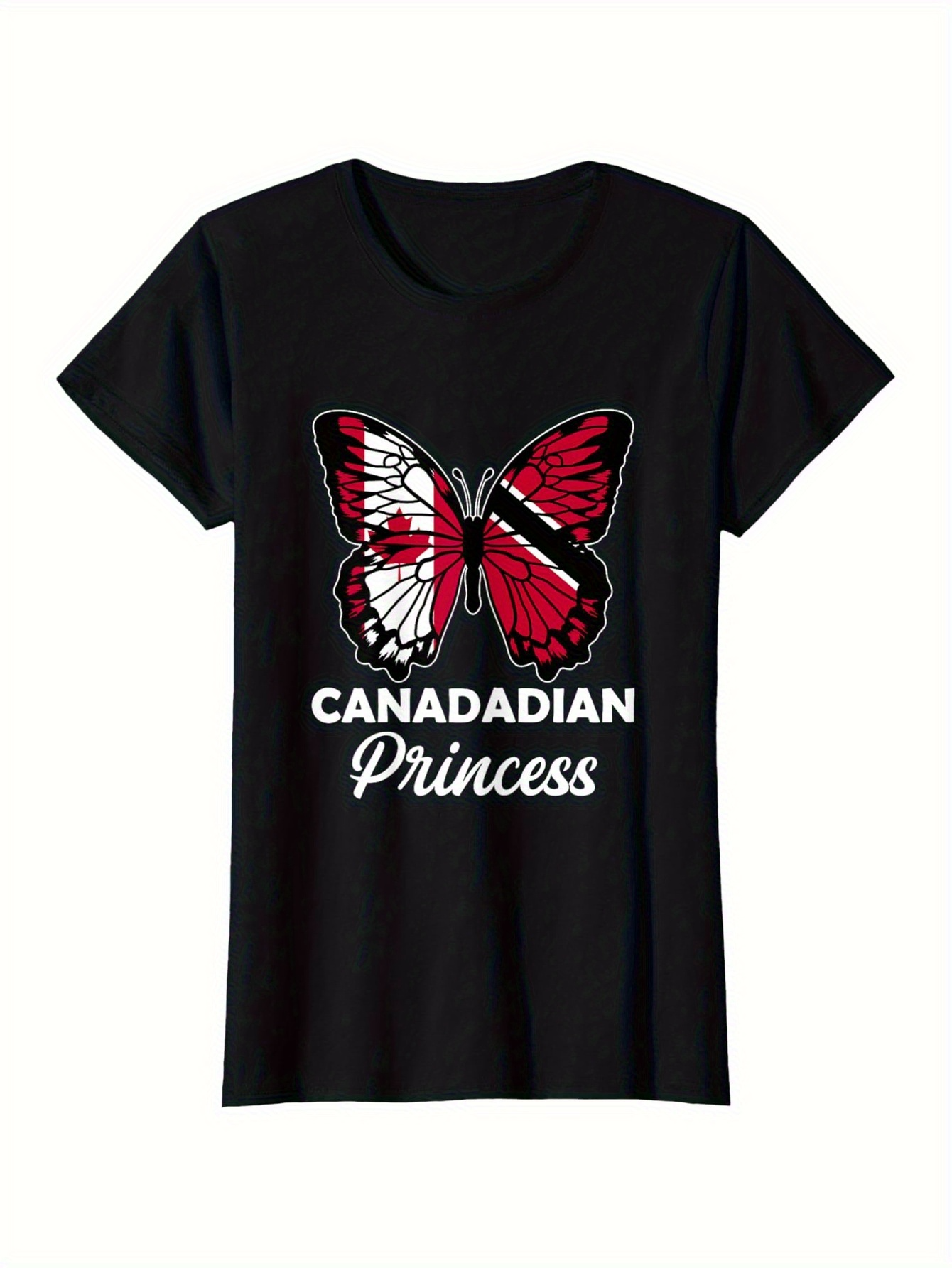 Men's Graphic T-Shirt Canadadian Princess Red White Butterfly With Maple Leaf Wings