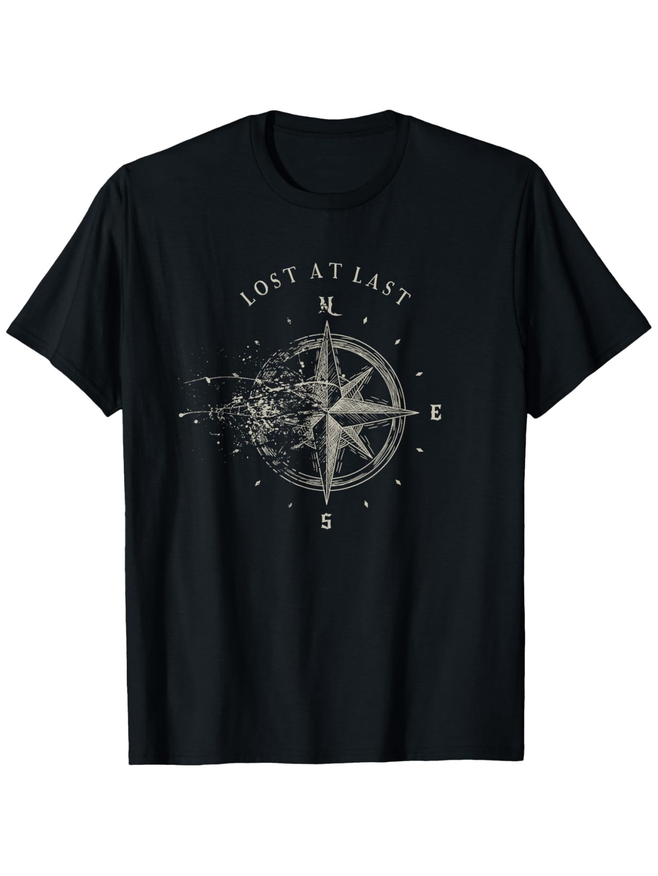 Men's Graphic T-Shirt Lost At Last Fading Stars Blowing From A Vintage Compass Design