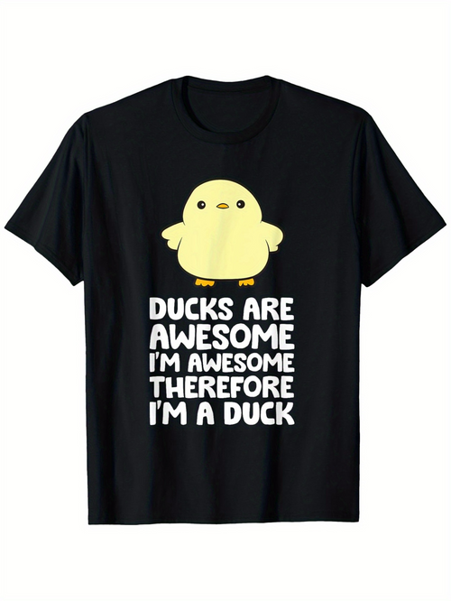 Men's Graphic T-Shirt Ducks Are Awesome Bold White Text With Cute Cartoon Yellow Duck