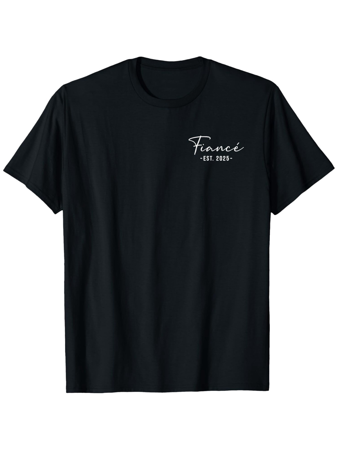 Men's Graphic T-Shirt Fiance Established Date Lettering On Minimalist Black T Shirt
