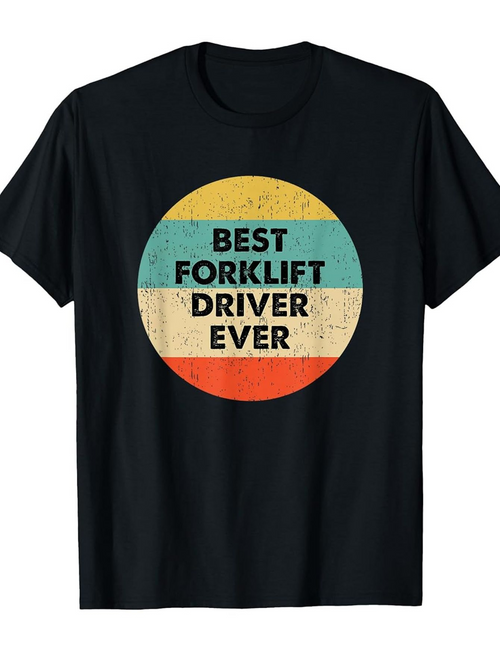 Men's Graphic T-Shirt Best Forklift Driver Ever Retro Colored Circle Print T Shirt