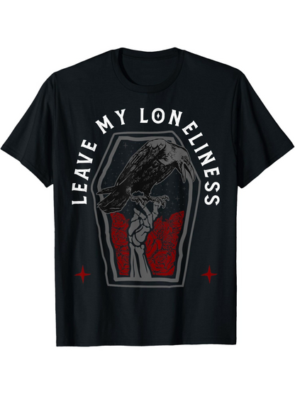 Men's Graphic T-Shirt Leave My Loneliness Tombstone Coffin With Dark Clouds And Red Shadows