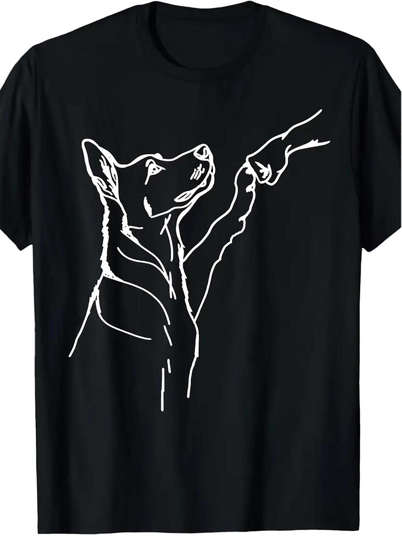 Men's Graphic T-Shirt Minimal Line Art Dog Touching Human Hand T Shirt