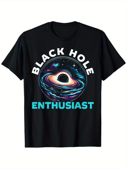 Men's Graphic T-Shirt Black Hole Enthusiast Vibrant Cosmic Swirls With Radiant Colors And Deep Space Black Hole
