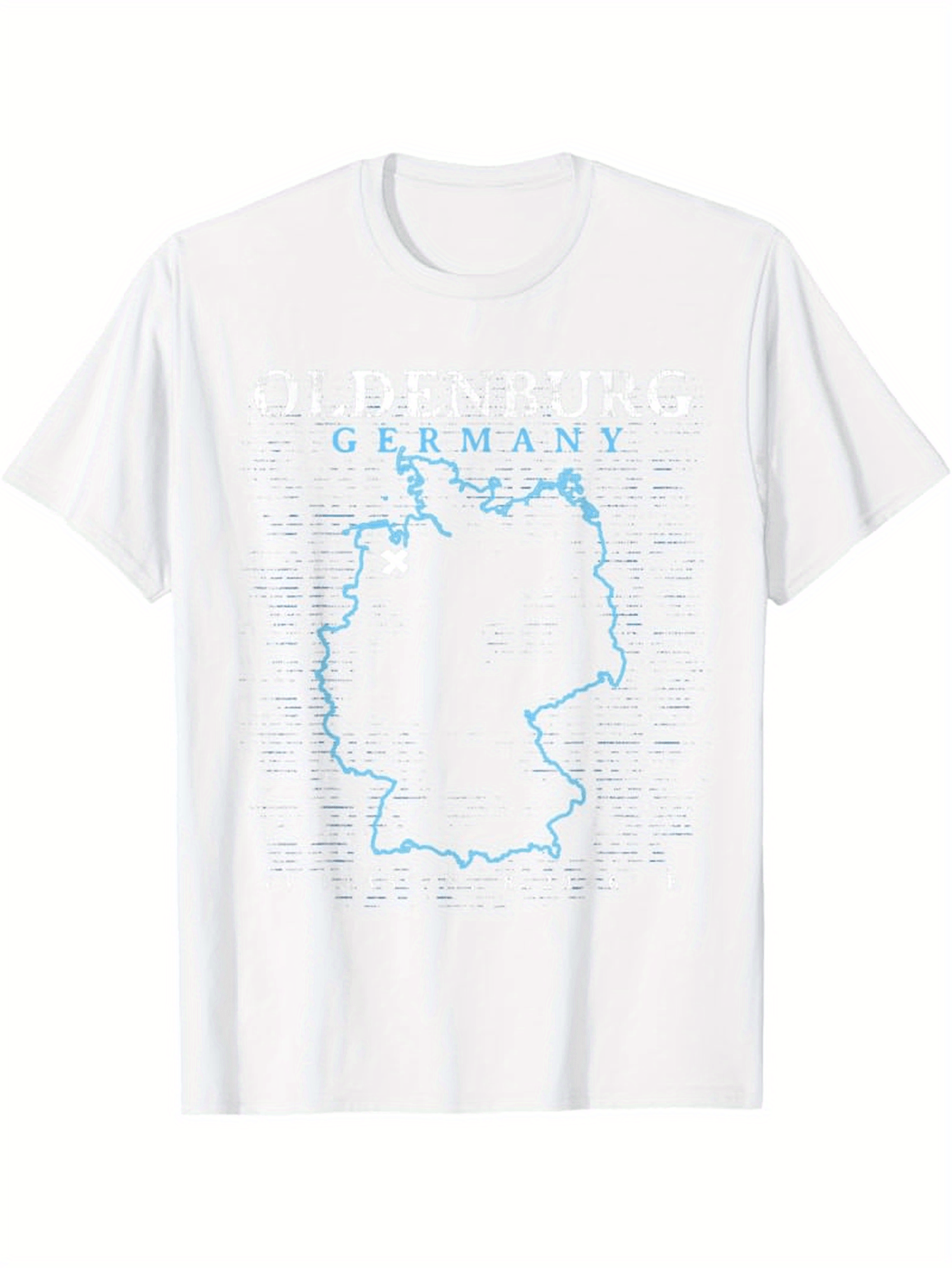 Men's Graphic T-Shirt Germany City Names And Outline Map Surrounded By Landmarks Country