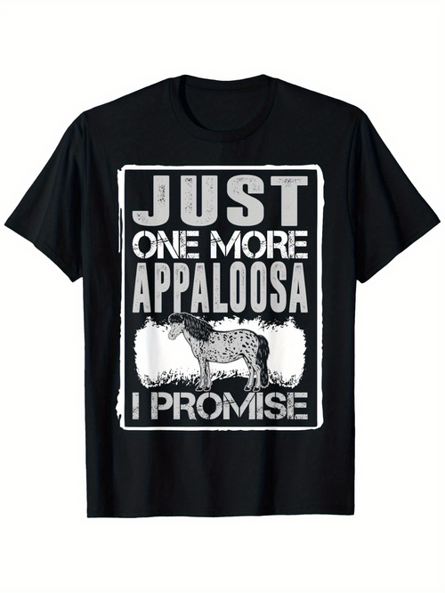 Men's Graphic T-Shirt Just One More Appaloosa I Promise Vintage Silhouette Grazing Horse