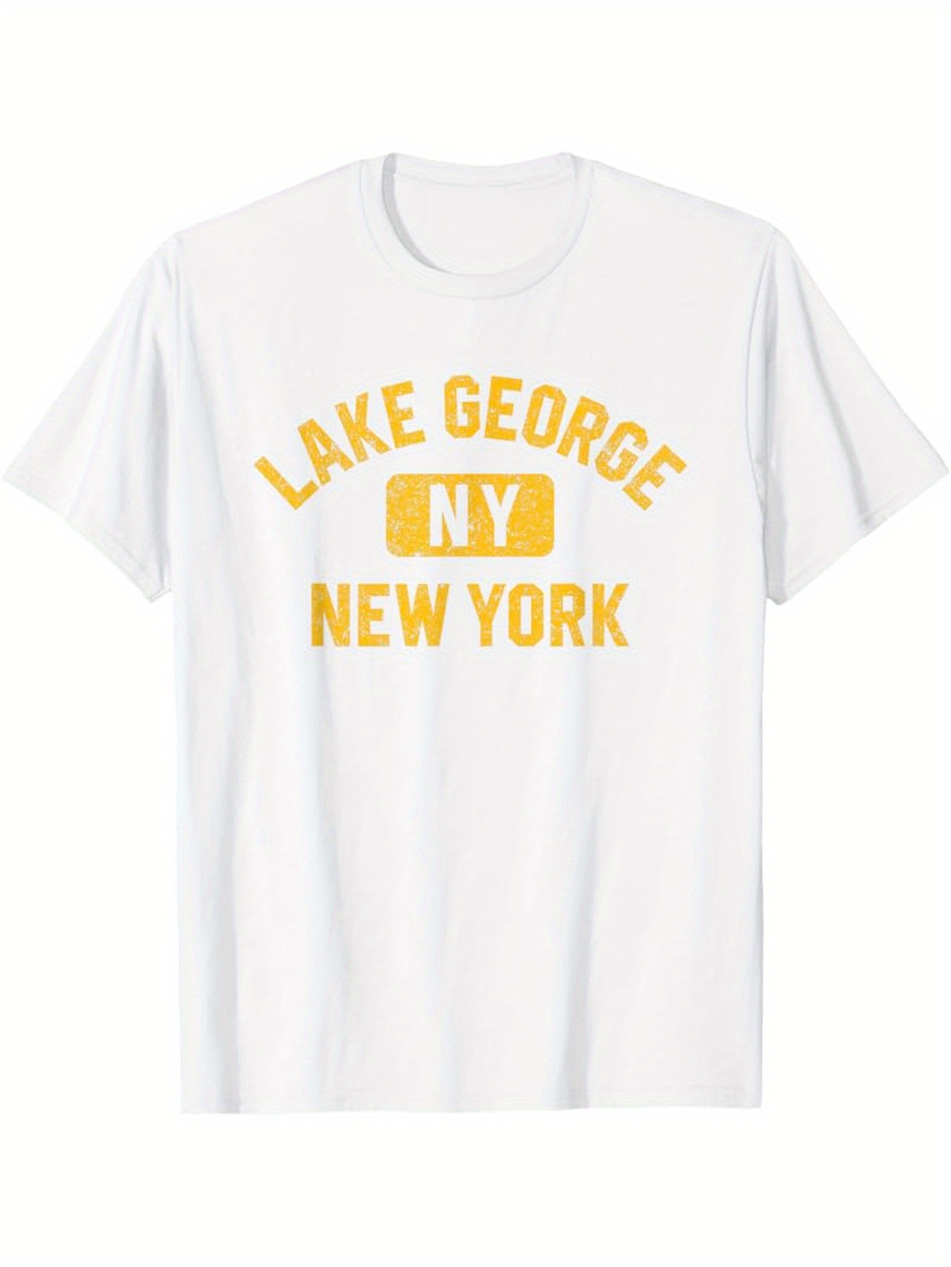 Men's Graphic T-Shirt Lake George NY New York Bold Vintage Block Lettering T Shirt