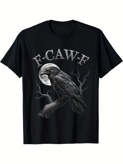 Men's Graphic T-Shirt F CAW F Creepy Moonlit Night With Perched Raven On Branch