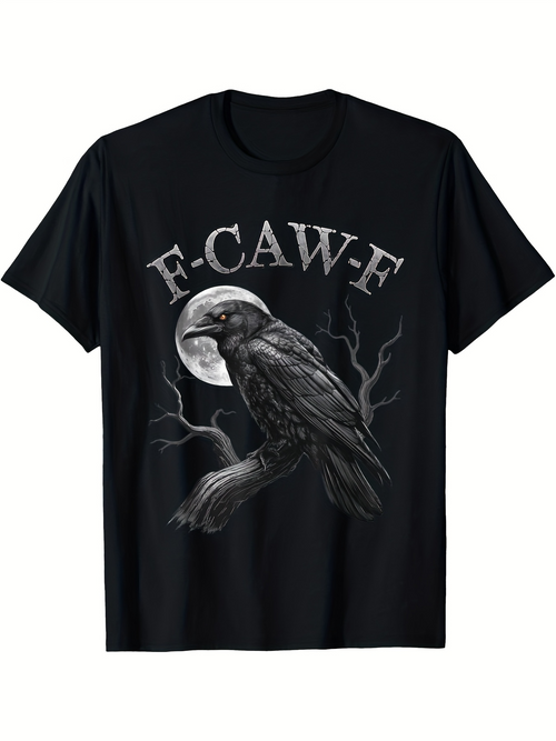 Men's Graphic T-Shirt F CAW F Creepy Moonlit Night With Perched Raven On Branch