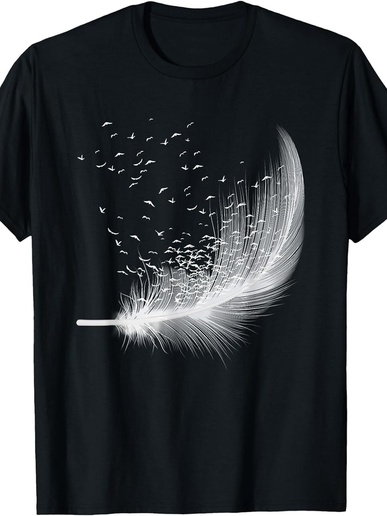 Men's Graphic T-Shirt Floating Feathery Particles With Gentle Airy Movement Feather