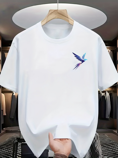 Men's Graphic T-Shirt Soft Feathers With Vivid Colors Flying Elegant Swallow Bird