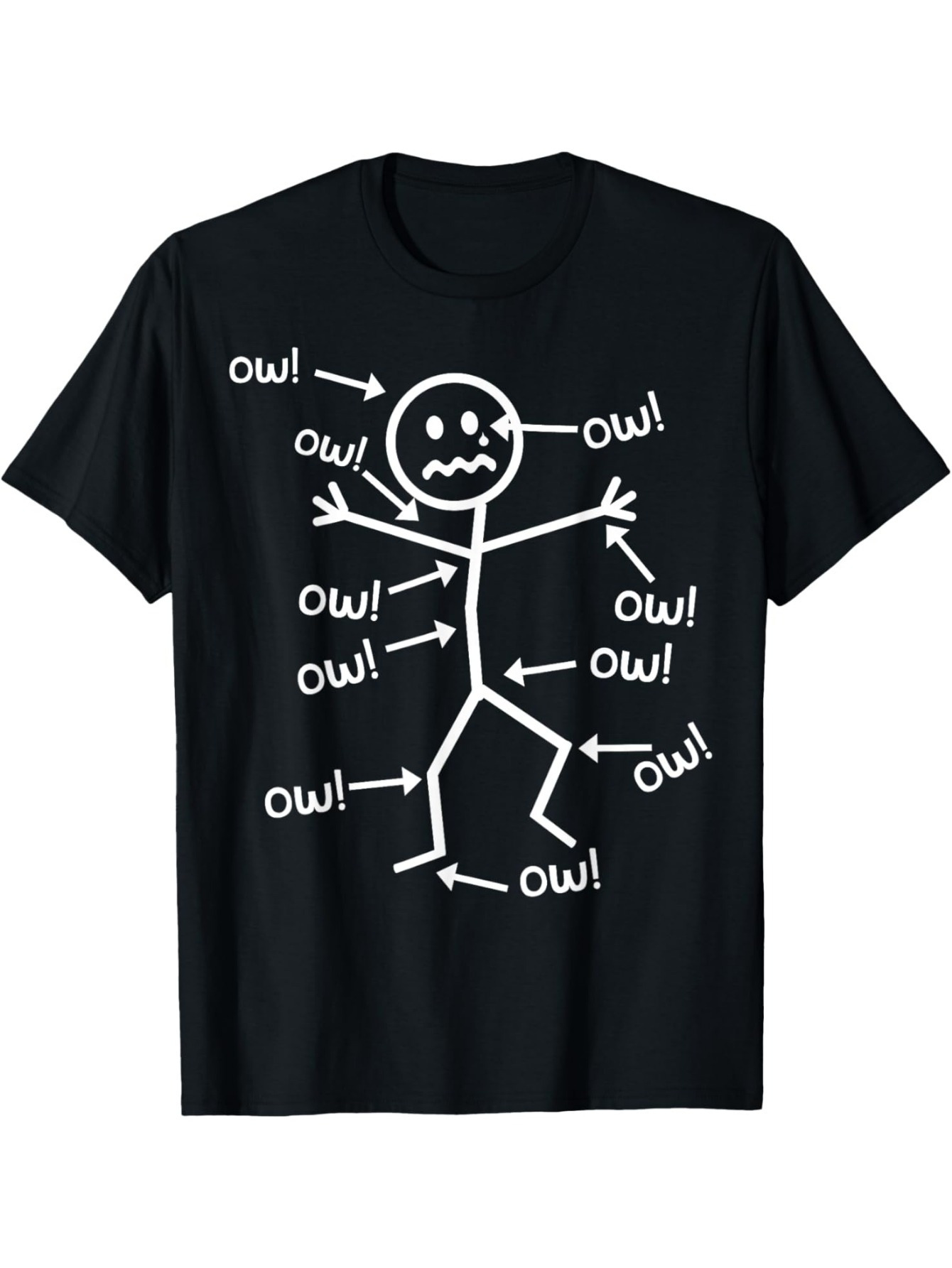 Men's Graphic T-Shirt Ow Words With Arrows Pointing To A Stick Figure