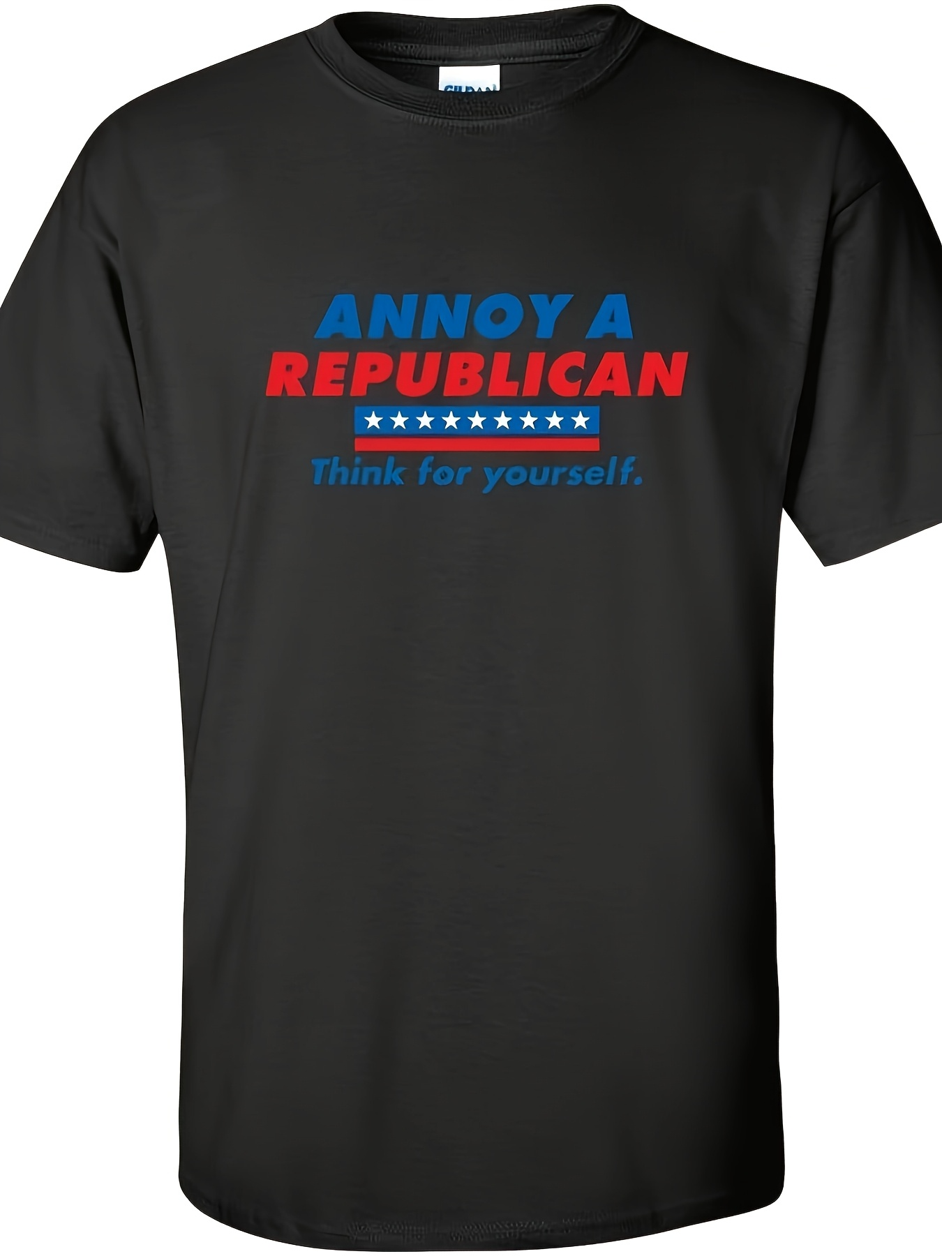 Men's Graphic T-Shirt Annoy A Republican Blue And Red Slogan With Stars Political Message T Shirt