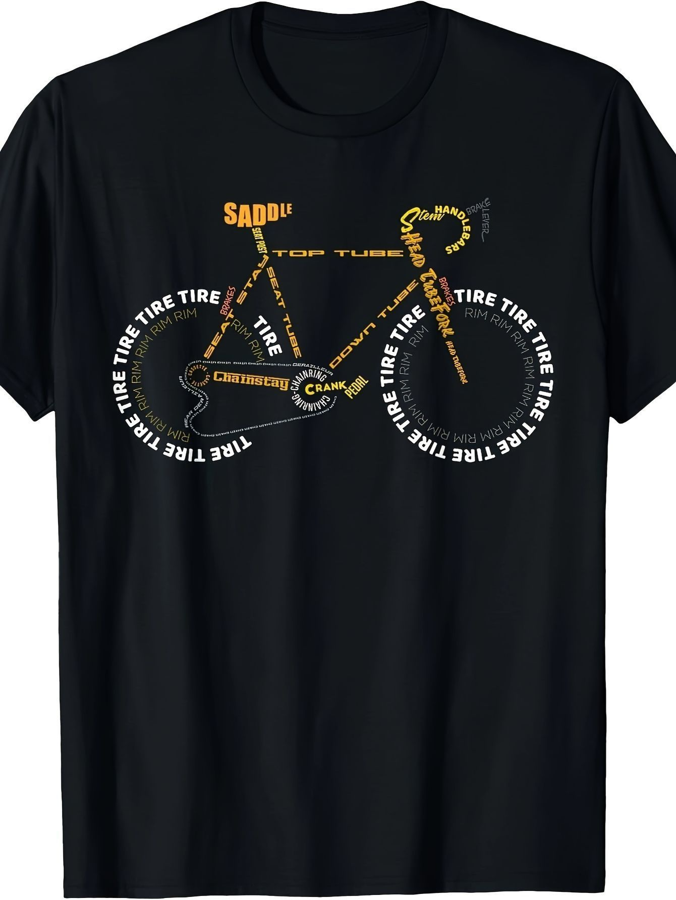 Men's Graphic T-Shirt Words Forming Vintage Style Bicycle With Textured Tires Bicycle