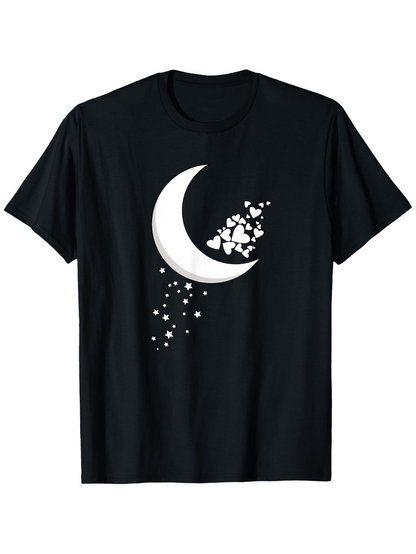Men's Graphic T-Shirt Magical Crescent Moon With Scattered Hearts And Floating Stardust Moon