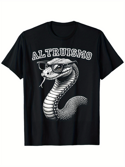 Men's Graphic T-Shirt Altruismo Friendly Snake Wearing Glasses In Playful Pose