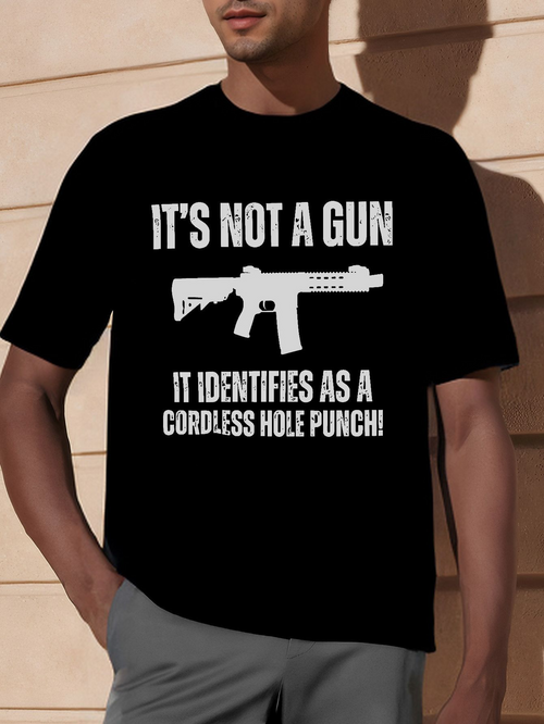 Men's Graphic T-Shirt Its Not A Gun Humorous Slogan With Silhouette Graphic Featuring Gun
