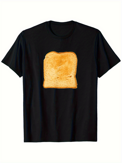 Men's Graphic T-Shirt Lightly Toasted Bread Slice On Solid Black Shirt