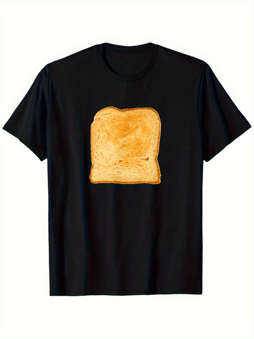 Men's Graphic T-Shirt Lightly Toasted Bread Slice On Solid Black Shirt
