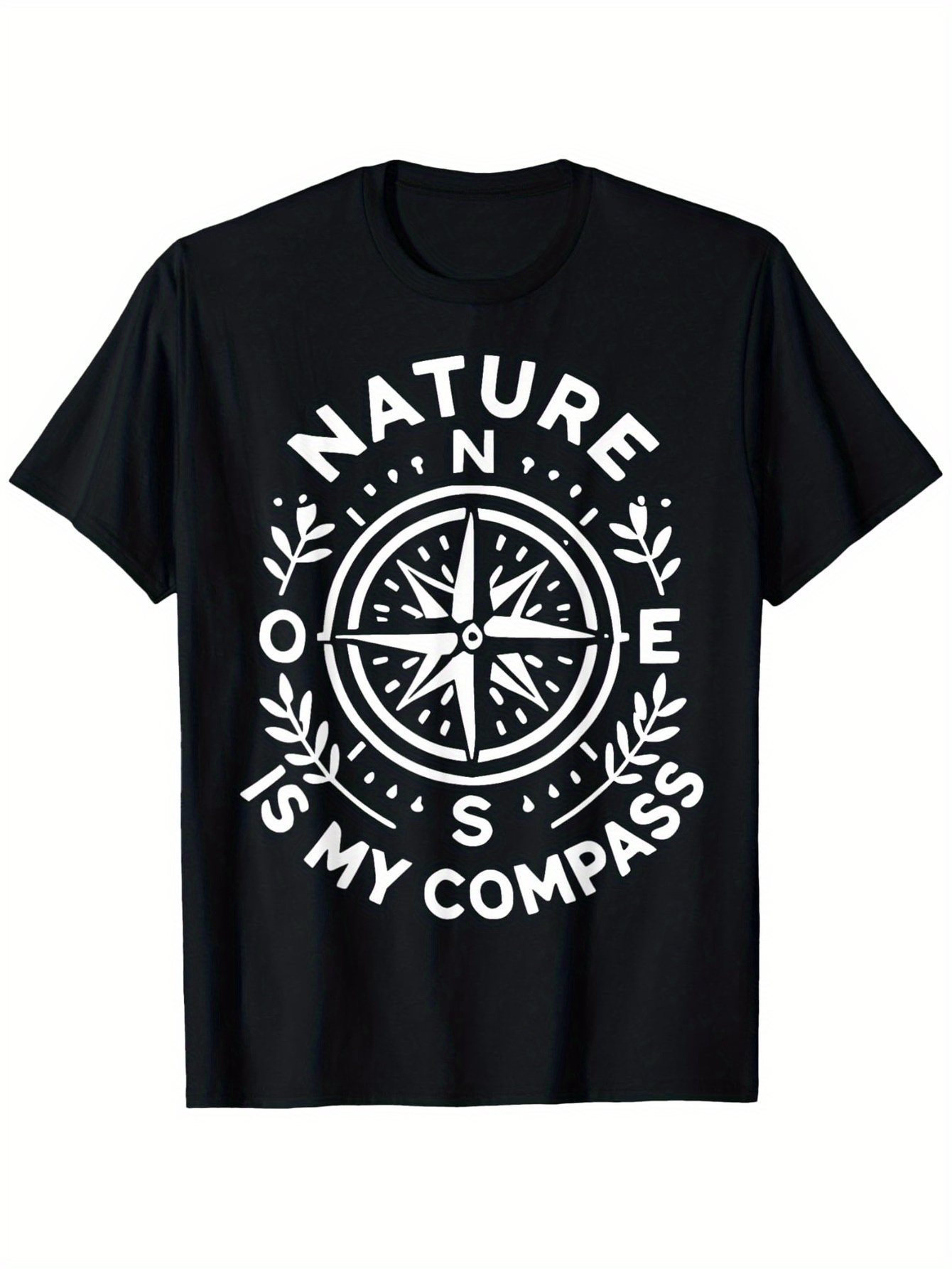 Men's Graphic T-Shirt Nature Is My Compass With Classic North South East West Compass