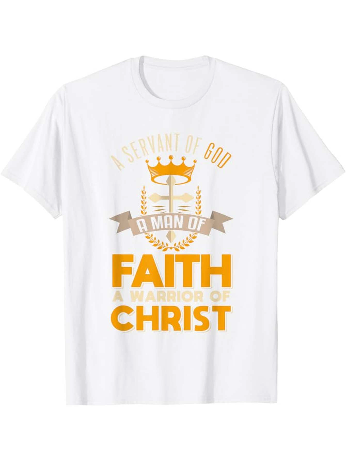 Men's Graphic T-Shirt Serving God With Sword Banner And Crown Under Golden Sunlight Christ