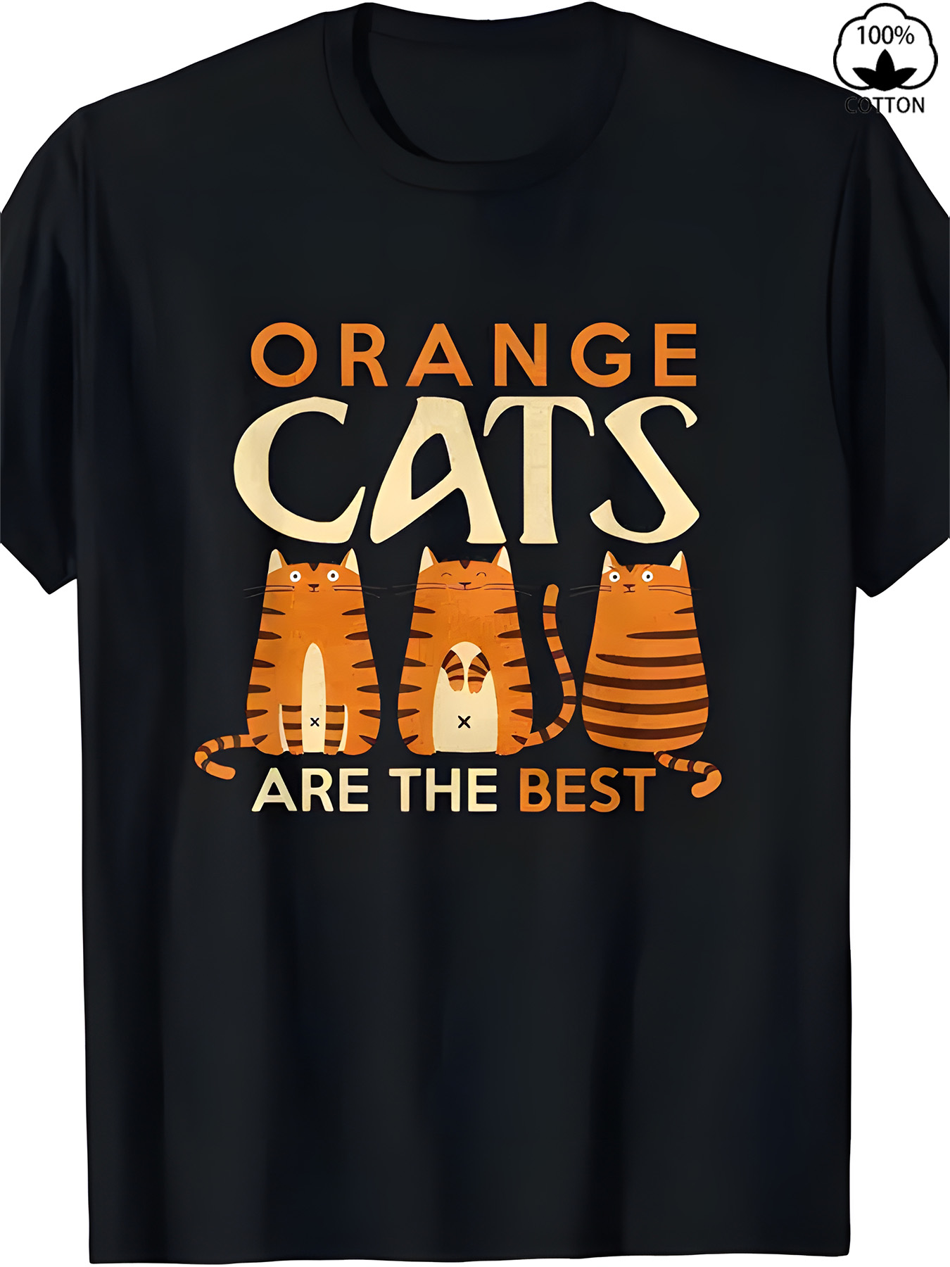 Men's Graphic T-Shirt Orange Cats With Simple Line Patterns Sitting Together Cats