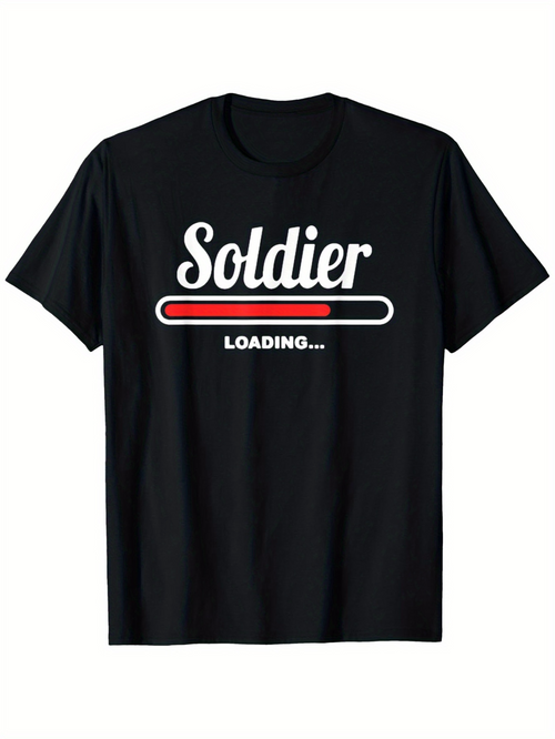 Men's Graphic T-Shirt Soldier Loading Bar Graphic Featuring Progress Design T Shirt