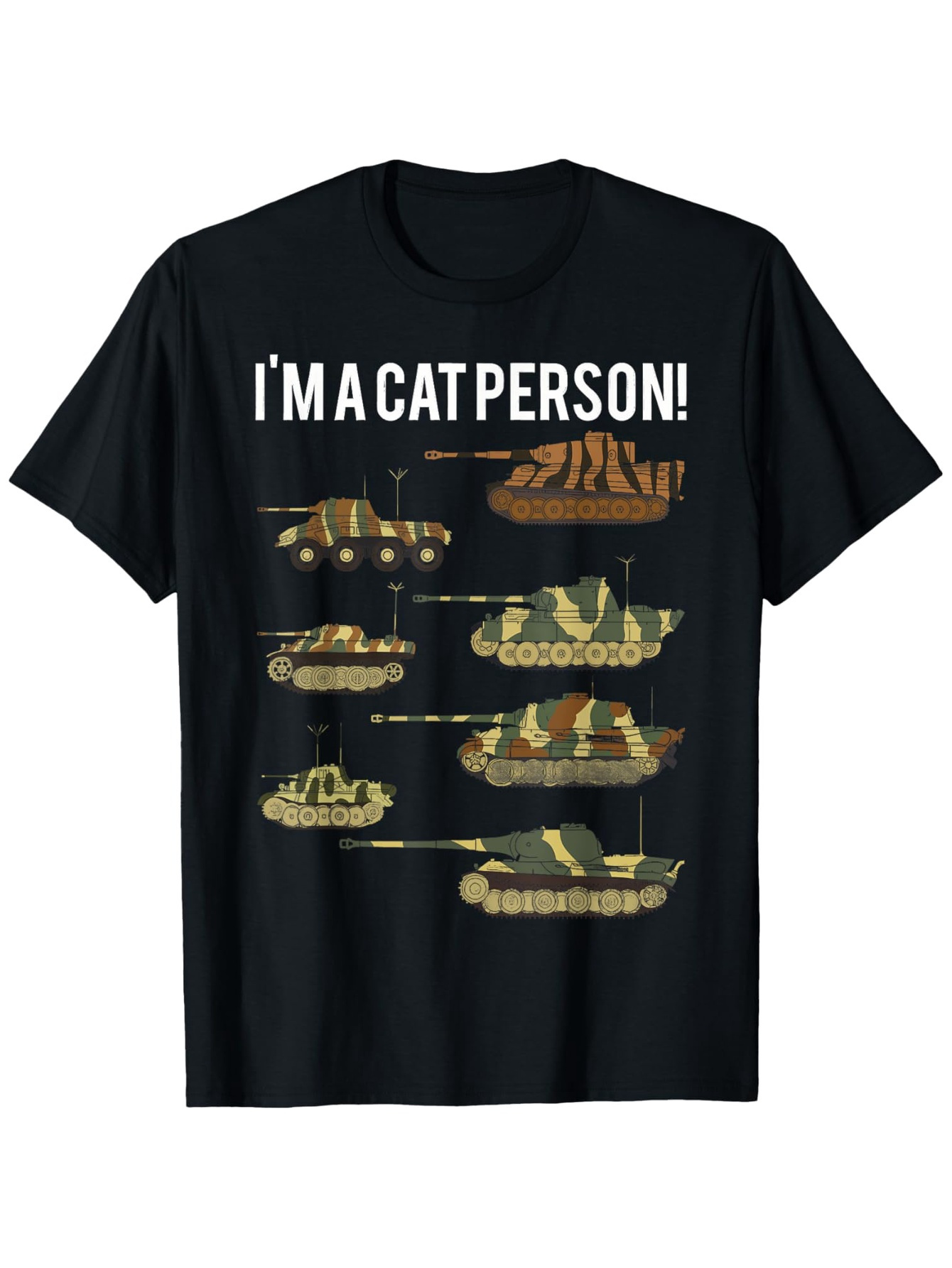 Men's Graphic T-Shirt Im A Cat Person Military Camouflage Pattern Tanks Featuring Forest Background
