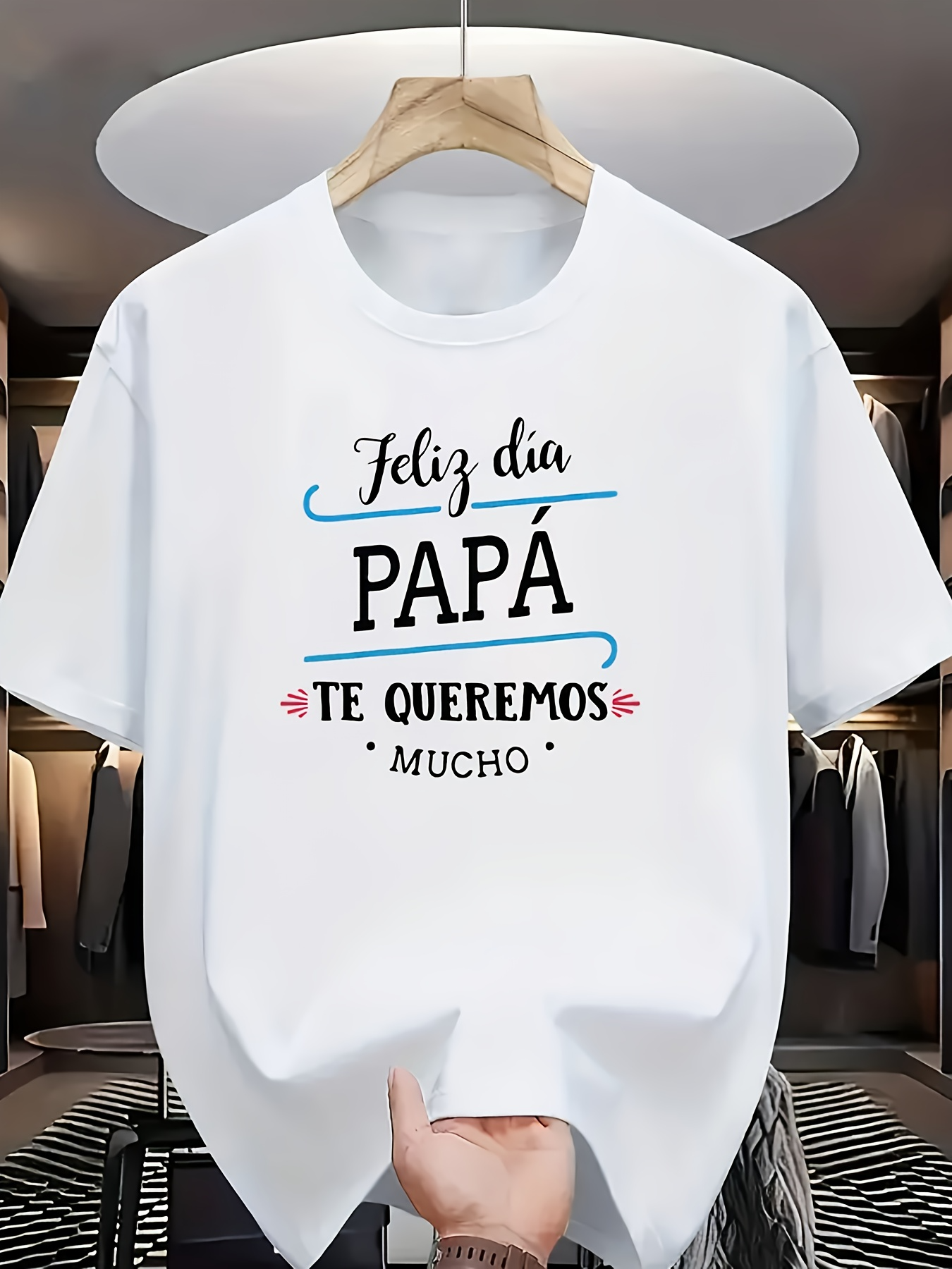 Men's Graphic T-Shirt Feliz D铆a Pap谩 & Pap谩 Te Queremos Mucho text