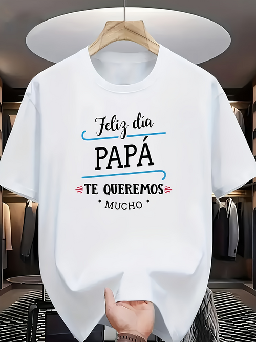 Men's Graphic T-Shirt Feliz D铆a Pap谩 & Pap谩 Te Queremos Mucho text