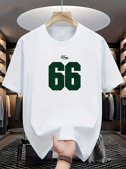 Men's Graphic T-Shirt Bold Green Block Numbers On Minimal Clean White T Shirt
